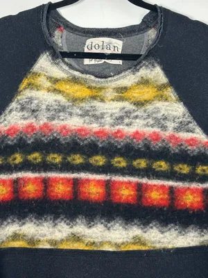 Dolan Free People Sz Small Heavy Knit Pieced Pullover Sweater Colorful Geometric thumbnail 4