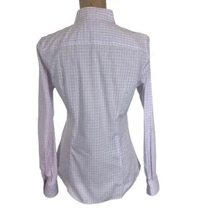 Banana Republic Womens Non-Iron Fitted Gingham Plaid Button Down Lilac Size 8 thumbnail 2