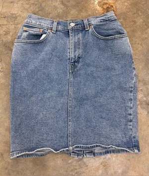 Levi's Premium Mid-Length Western Blue Denim Skirt Medium Wash Womens 28 thumbnail 1