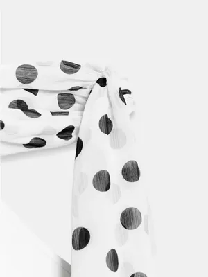 ZARA White One-Shoulder Mini Dress with Polka Dot Scarf thumbnail 9