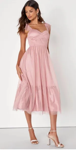 Lulus Pink Midi Dress thumbnail 1