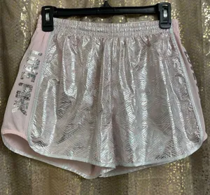 PINK Victorias Secret Silver Pink Sequin Bling Campus Running Shorts, S NWT thumbnail 1