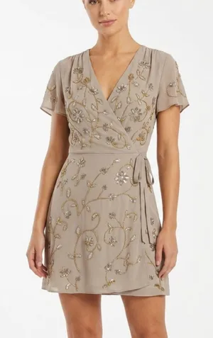 Altar'd State Beaded Wrap Mini Dress thumbnail 1