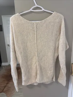 Abercrombie & Fitch Cream Boatneck Open-Knit Sweater S thumbnail 6