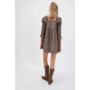 Free People Retro 70s Babydoll Star Dip Mini Dress in Black Combo Size Medium thumbnail 8