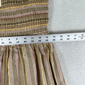 Speed Limit MPH Smocked‎ Striped Maxi Dress Brown Boho Tiered J5735L Size M thumbnail 5