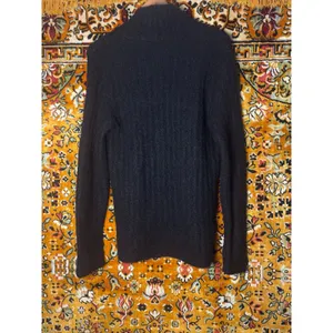 Italian Mohair Blend V-Neck Sweater Soft Fuzzy Black Stretch Knit sz L Italy thumbnail 7