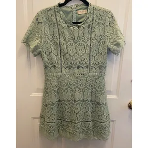 Altar'd State Sage Green Lace‎ Mini Dress Crochet Floral Boho Womens L Romantic thumbnail 2