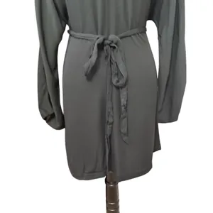 H&M Black Tie Belt Long Sleeve Neck Mini Dress Minimalist Style XS NWOT Office thumbnail 4