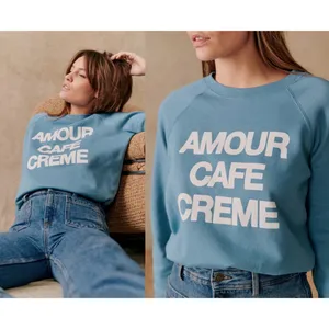 Sezane Sézane | Amour Cafe Creme Sweatshirt Blue Ecru Graphic | Sz S thumbnail 2