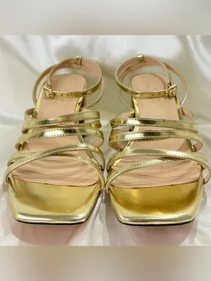 J.Crew Layne Strappy Sandals 7 Metallic Gold Wedding Guest Summer Vacay Chic thumbnail 14