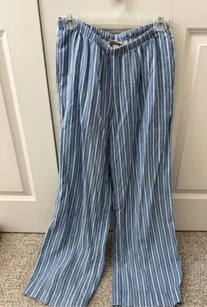A New Day Poplin Straight Leg Pull-On Pants Linen-Blend Wide Leg thumbnail 1
