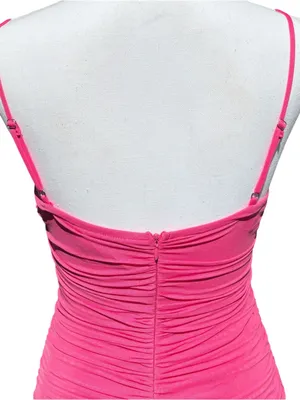 Princess Polly Calliope Hot Pink Ruched Mesh Mini Dress‎ Bodycon Strappy Size 4 thumbnail 4