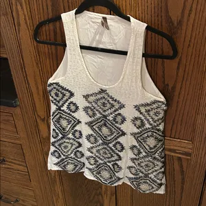 Stetson White‎ Silver Tank Top Beaded Aztec Western Double layer NFR rodeo small thumbnail 3