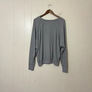 Free People We The Free Santa Clara Thermal Top Gray Oversized M thumbnail 10