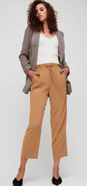 NEW Aritzia Wilfred Kari Paperbag Pants Mustard Yellow Relaxed Fit Size S chic thumbnail 1