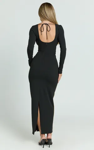 New Showpo ZAREENA Midi Dress Straight Neck Long Sleeve Slip Dress thumbnail 5