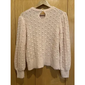 J.CREW Balloon Sleeve Cable Knit Sweater Alpaca Wool Blend Balletcore Size Large thumbnail 4