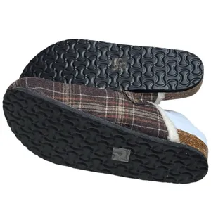 NWOT Fitory Plaid‎ Mule Slip Ons Cork Footbed Cozy Cabincore Holiday Women’s 12 thumbnail 6
