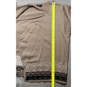 Womens Cardigan Sweater‎ Knit Open Front Beige Black Patterned Bohemian Style thumbnail 5