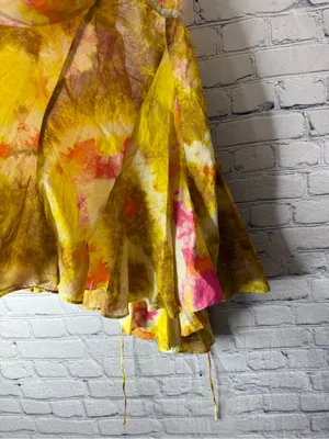 Zara Yellow & Pink Tie-Dye Flowy Halter Dress size small thumbnail 6