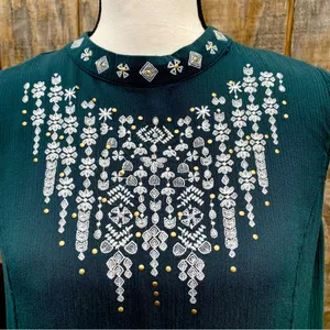 Knox Rose Teal Embroidered Sleeveless Babydoll Blouse Size Large thumbnail 12