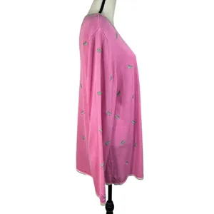 Quacker Factory 2X-Large Cardigan Sweater Button-Up Grasshopper Embroidered Pink thumbnail 4
