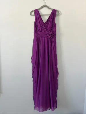 JS Collections Purple Sleeveless Chiffon V Neck A Line Formal Maxi Gown 6 thumbnail 2