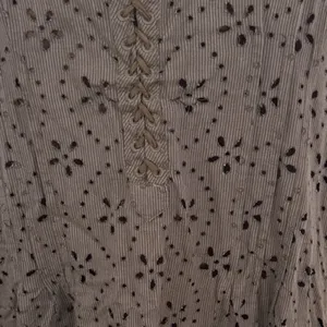 Free People Olive Green Eyelet Lace Up Tiered Mini Dress Size 6 Boho Cottagecore thumbnail 6