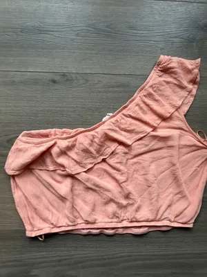 Hippie Rose Women's Ruffle One-Shoulder Peach Top thumbnail 2