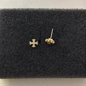 7mm CZ Cross Stud Earrings for Men Women Streetwear Punk Hip Hop Unisex Earrings thumbnail 2