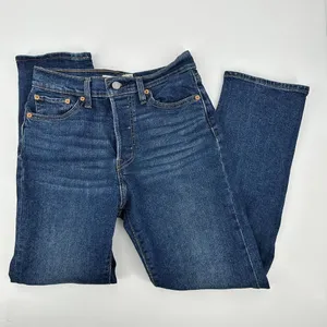 Levi’s Wedgie Straight Jeans Denim Button Fly Stretch Dark Wash Size 29 thumbnail 2