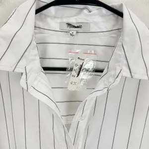 Madewell Bubble Hem Mini Shirtdress Pinstripe Poplin Cotton White Medium NWT thumbnail 8