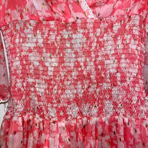 Chelsea & Violet Coral Pink Floral Smocked Mini Dress thumbnail 7