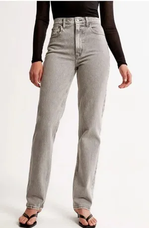 Abercrombie & Fitch 90s Straight Ultra High Rise Jeans Size 30 (10) Gray Y2K thumbnail 1