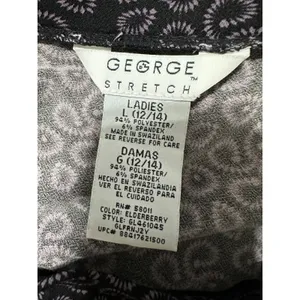 Vintage George Skirt Aline Womens Large Stretch Black Knee Length‎ Pul On thumbnail 3