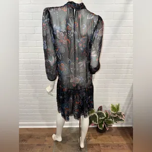 Veronica Beard Sheer Outer Layer Black and Red Floral Dress thumbnail 7