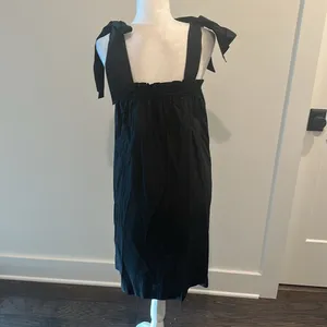 JCrew Tie Shoulder Poplin Dress With Pockets thumbnail 4