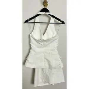 RARE LONDON Halter Neck Suiting Minidress in Ivory Size US 2 thumbnail 5