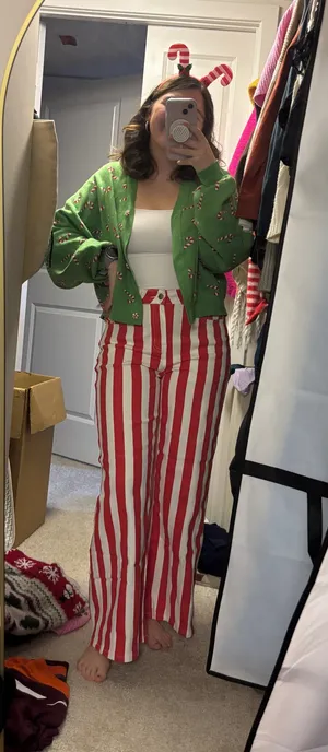 Red striped pants Size M thumbnail 1