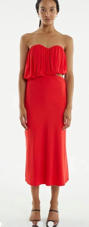 Third form red strapless dress thumbnail 1
