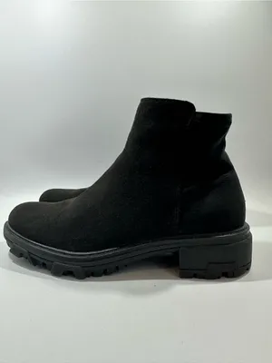 Unisa Black Faux Suede Chelsea Combat Lug Sole Ankle Boots Stretch Sz 9 M Goth thumbnail 2