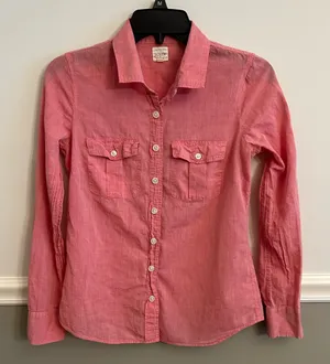 J. Crew Pink The Perfect Shirt Button Down Long Sleeve Classic Extra Small thumbnail 1