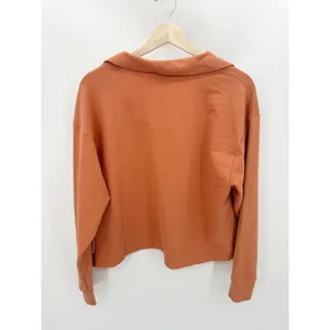 Athleta Sweatshirt‎ Women MEDIUM NWT Orange Sunbaked Clay Retroterry Polo thumbnail 2