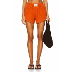 Eleven Eleven Thermal Shorts Waffle Knit Orange Elastic Waist Lounge Medium thumbnail 2