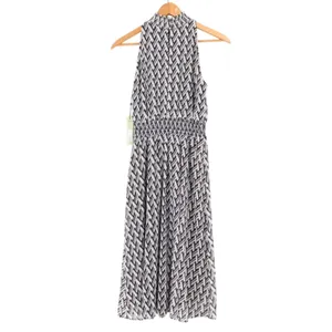 Sam Edelman Geo Mock‎ Neck Smock Waist Midi Dress Womens Size 4 Black White NWT thumbnail 5
