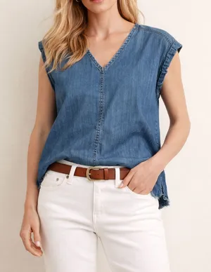Denim Blue Women's Top Size L thumbnail 1