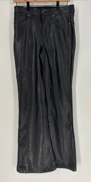 Gap 70’s high rise flare faux leather black pants 27 thumbnail 1