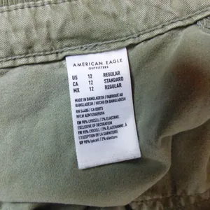 American Eagle Cargo Pants Womens 12 Green High Rise Wide Leg Stretch Utility thumbnail 12
