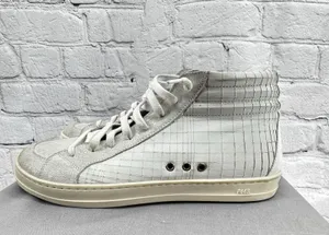 P448 Woman’s Dama Skate High-Top Sneakers Size 39 White/Multicolored Zip Italy thumbnail 3